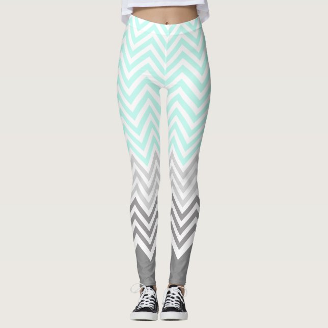 chevron teal grey leggings (Front)
