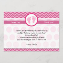 Chevron Thank You Card Baby Girl Shower Pink