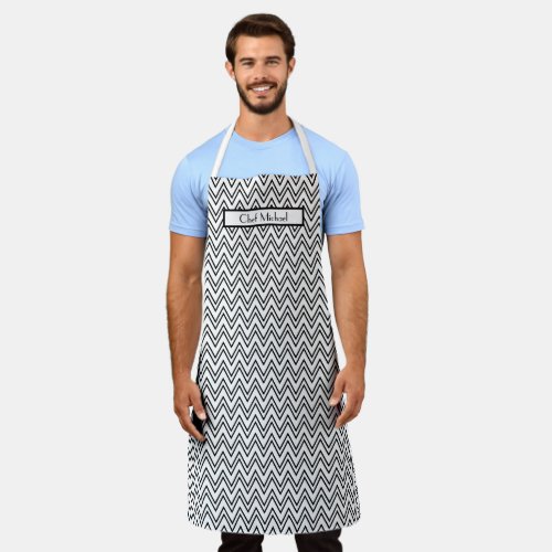 Chevron Thick Thin DIY Colors Black White SV Apron