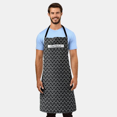 Chevron Thick Thin DIY Colors Black White SV Apron