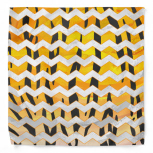 Chevron Tiger Black and Orange Print Bandana