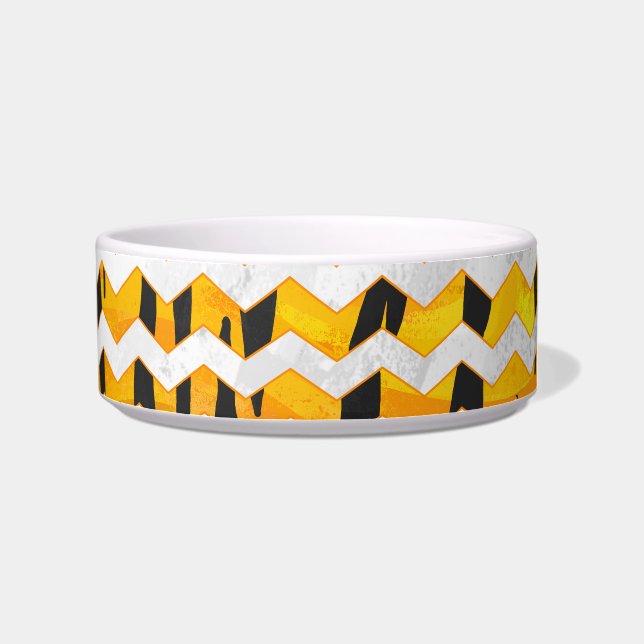 Chevron Tiger Black and Orange Print Bowl (Right)