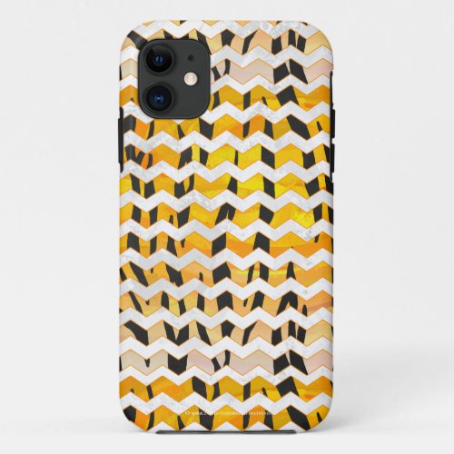 Chevron Tiger Black and Orange Print iPhone 11 Case
