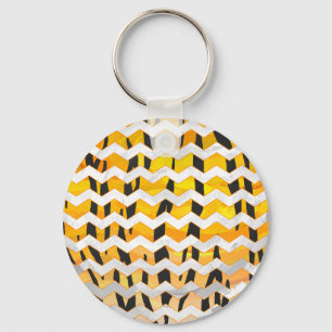 Chevron Tiger Black and Orange Print Keychain