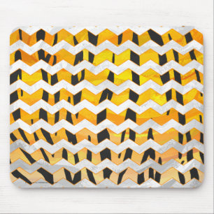 Chevron Tiger Black and Orange Print Mouse Pad