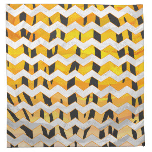 Chevron Tiger Black and Orange Print Napkin