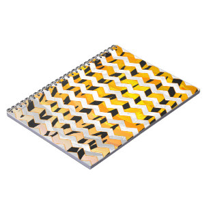 Chevron Tiger Black and Orange Print Notebook