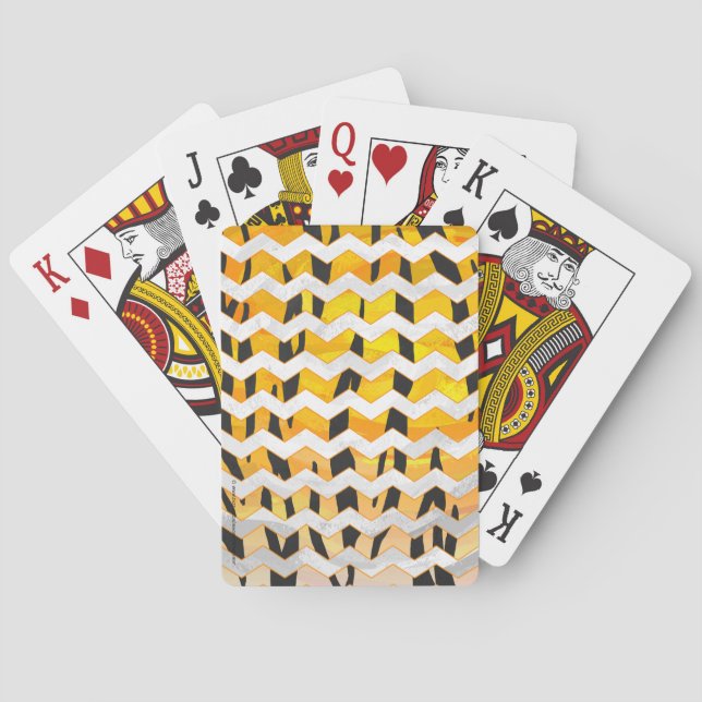 Chevron Tiger Black and Orange Print Poker Cards (Back)