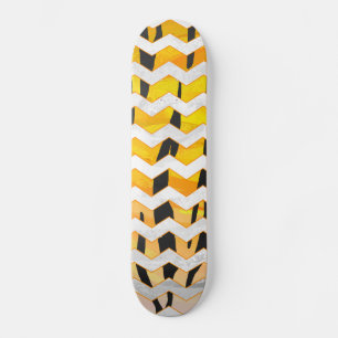Chevron Tiger Black and Orange Print Skateboard Deck