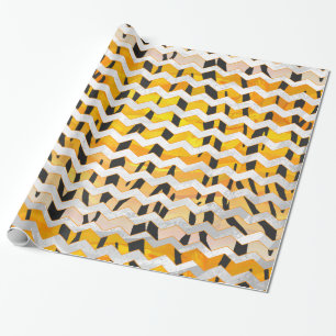 Chevron Tiger Black and Orange Print Wrapping Paper