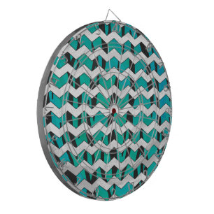 Chevron Tiger Black and Teal Print Dart Board