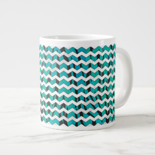 Chevron Tiger Black and Teal Print Giant Coffee Mug