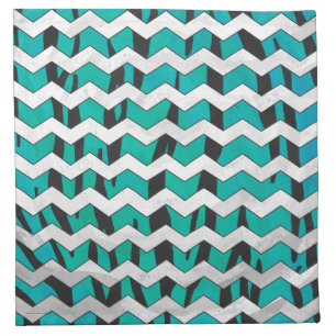 Chevron Tiger Black and Teal Print Napkin