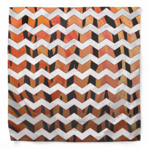 Chevron Tiger Hot orange and Black Print Bandana