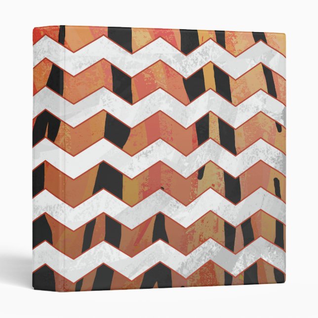 Chevron Tiger Hot orange and Black Print Binder (Front/Spine)