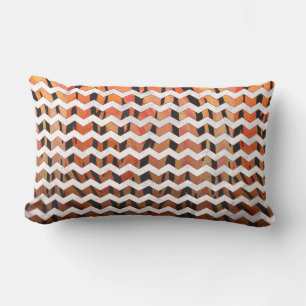 Chevron Tiger Hot orange and Black Print Lumbar Pillow