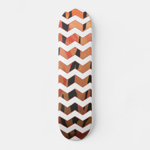 Chevron Tiger Hot orange and Black Print Skateboard Deck