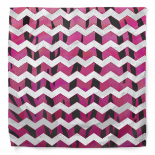 Chevron Tiger Hot Pink and Black Print Bandana