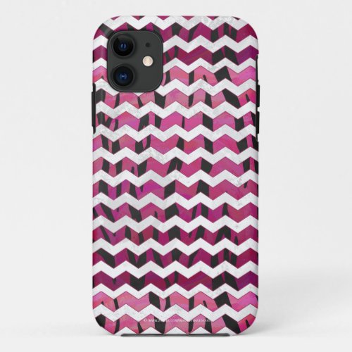 Chevron Tiger Hot Pink and Black Print iPhone 11 Case