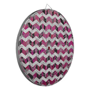 Chevron Tiger Hot Pink and Black Print Dart Board