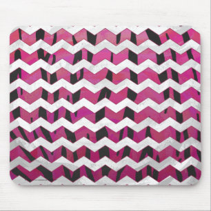 Chevron Tiger Hot Pink and Black Print Mouse Pad