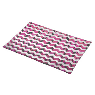 Chevron Tiger Hot Pink and Black Print Placemat
