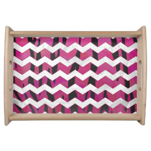 Chevron Tiger Hot Pink and Black Print Serving Tray