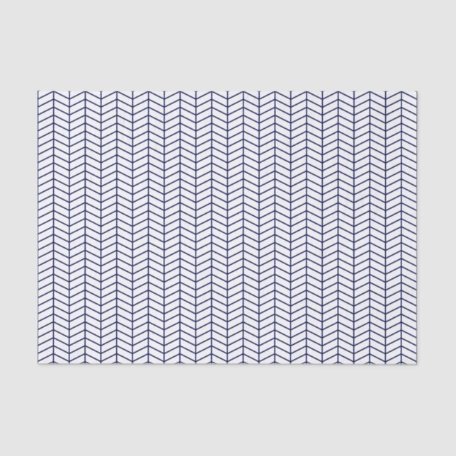 Chevron Tissue Paper - Navy Blue on White (Front)