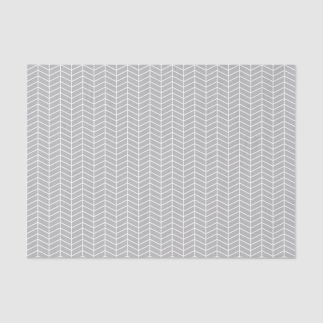 Chevron Tissue Paper - White on Gray (Front)