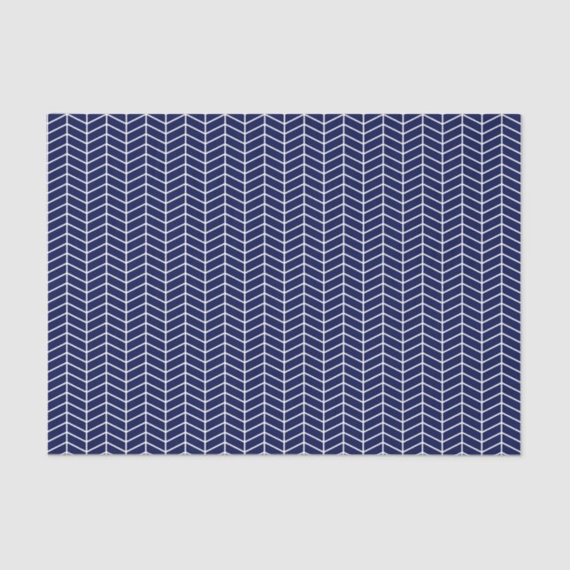 Chevron Tissue Paper - White on Navy Blue (Front)