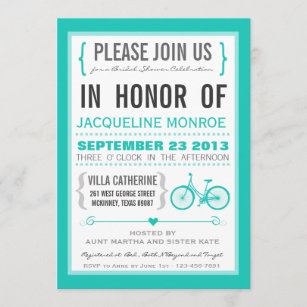 Chevron Trendy Bicycle Bridal Shower Invitation