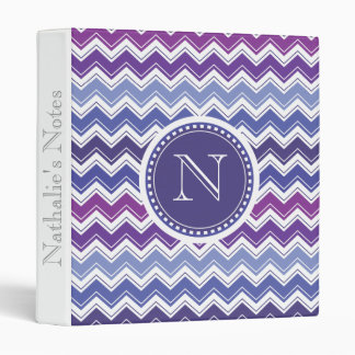 Chevron Tribal ZigZag Pattern in Blue and Purple Binder