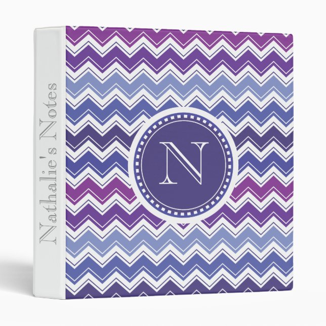 Chevron Tribal ZigZag Pattern in Blue and Purple Binder (Front/Spine)