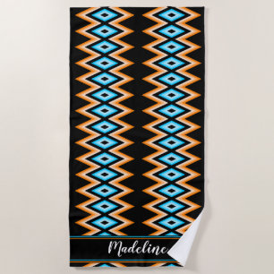 Chevron Tropical Custom name Modern Pattern Beach  Beach Towel