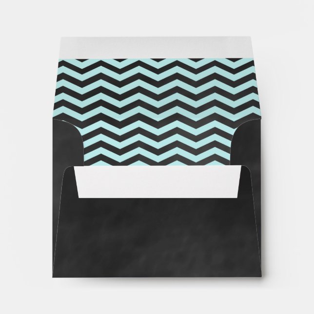Chevron Turquoise Chalkboard RSVP Envelope (Back (Bottom))
