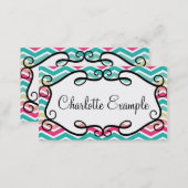 Chevron Turquoise Pink Custom Business Card (Front/Back)