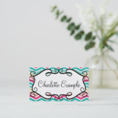 Chevron Turquoise Pink Custom Business Card (Standing Front)