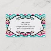 Chevron Turquoise Pink Custom Business Card (Back)