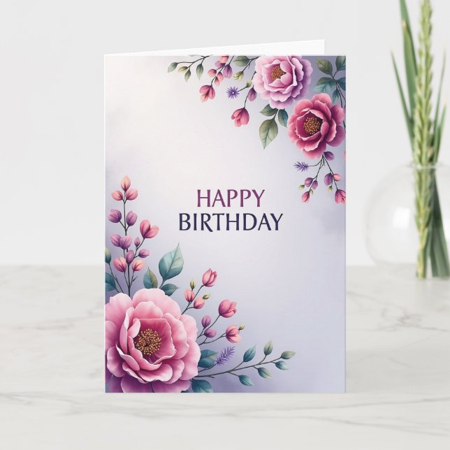 Chevron Violet Birthday Card (Front)