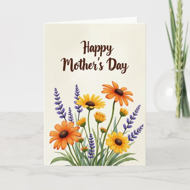 Chevron Watercolor Bouquet Card (Front)