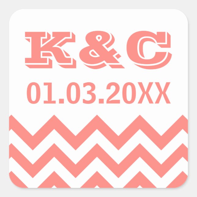 Chevron Wedding Favor Stickers (Front)