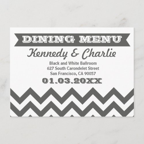 Chevron Wedding Menu Cards
