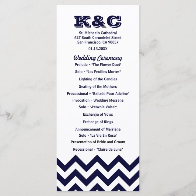 Chevron Wedding Programs (Front)