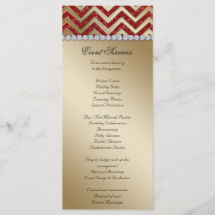 Chevron Wedding Rack Cards Sparkle Red Gold