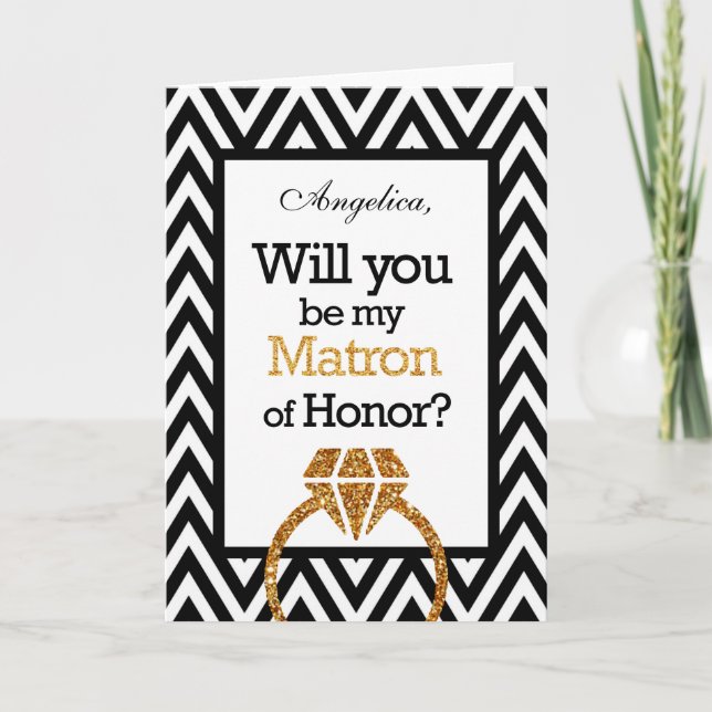 Chevron Will You Be My Matron of Honor Invitation (Front)