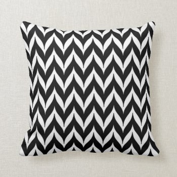 Chevron Wing Striped Pattern In Black And White Throw Pillow by AnyTownArt at Zazzle