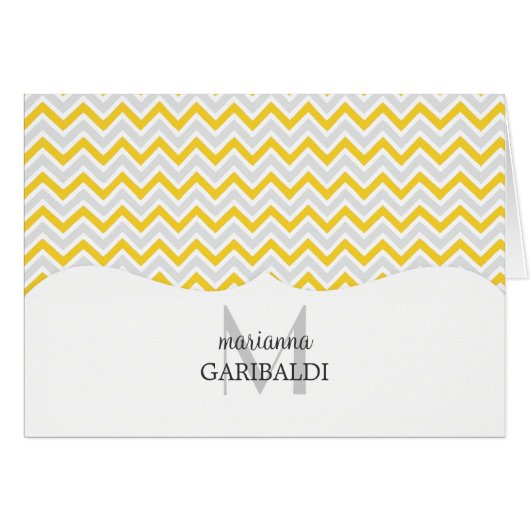Chevron Yellow and Modern Personalized Cards (Front Horizontal)