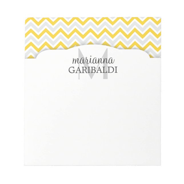 Chevron Yellow and Modern Personalized Notepad (Front)