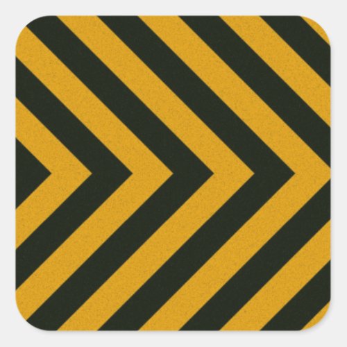 Chevron Yellow Black Hazard Stripes Square Sticker