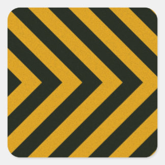 Chevron Yellow Black Hazard Stripes Square Sticker